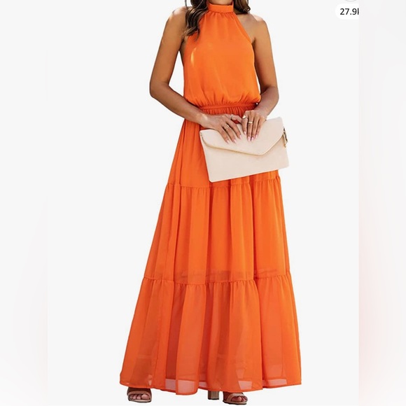 Women's Casual Halter Neck Sleeveless Floral Long Maxi Sundress‎ - Picture 3 of 3